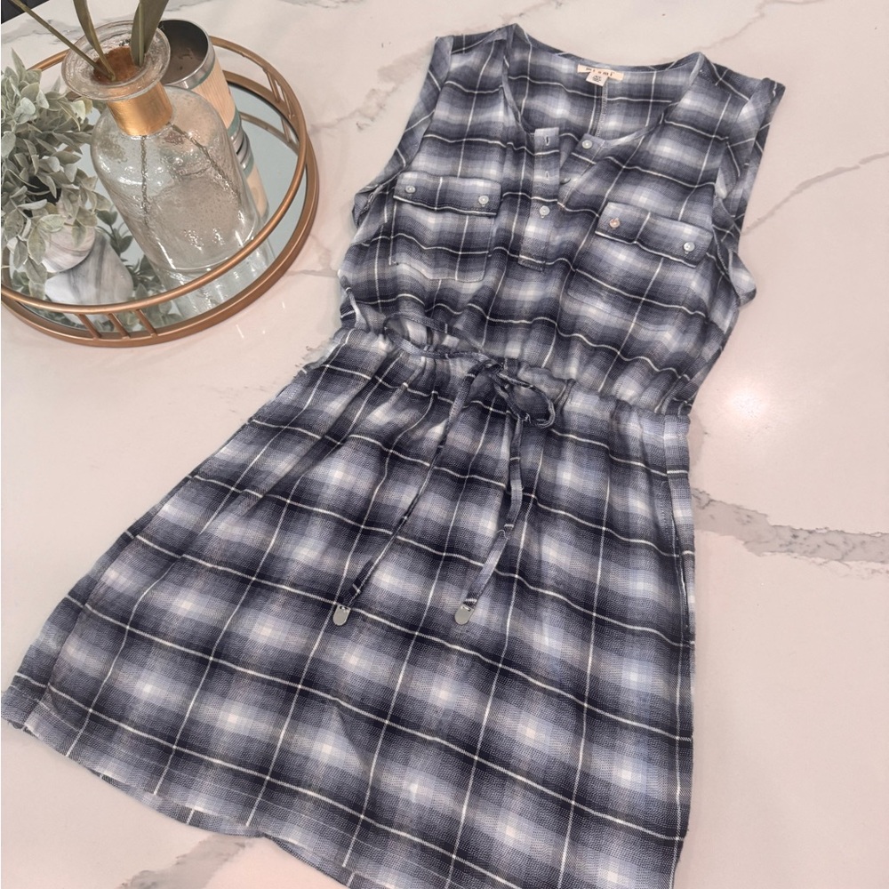 MIAMI Plaid Dress with Tie Waist - Size XS